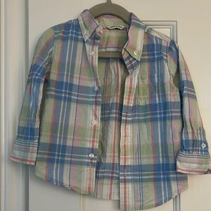 Janie and Jack Blue and Green Button Down Shirt